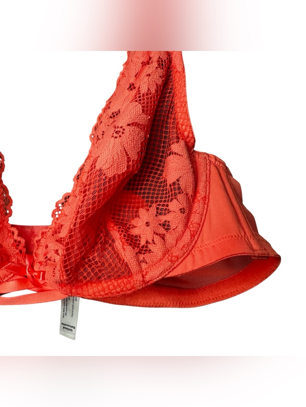 Cacique 38C Coral Lace Underwire Bra Floral Lace Balconette - Picture 6 of 11